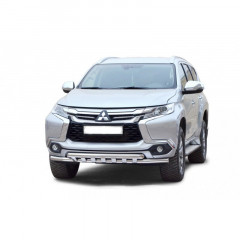 Защита переднего бампера «Труба двойная» (d63,5) для Mitsubishi Pajero Sport (2017-н.в.)(Окрашенное)